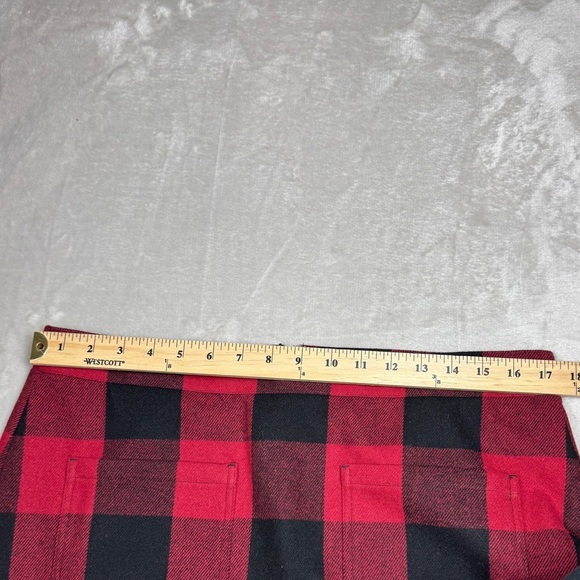 J.Crew Factory Wool Blend Harvest Plaid Buffalo Red Black Mini Skirt Size 12 - Picture 10 of 16